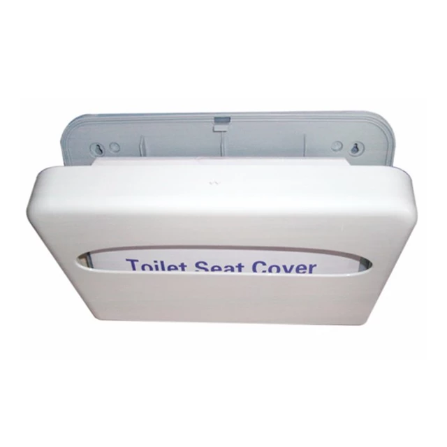 White Plastic Disposable Toilet Seat Cover Dispenser With Lock - Image 3
