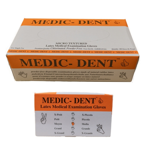 Gloves Medic-Dent Exam Latex Powdered Medium 100'S