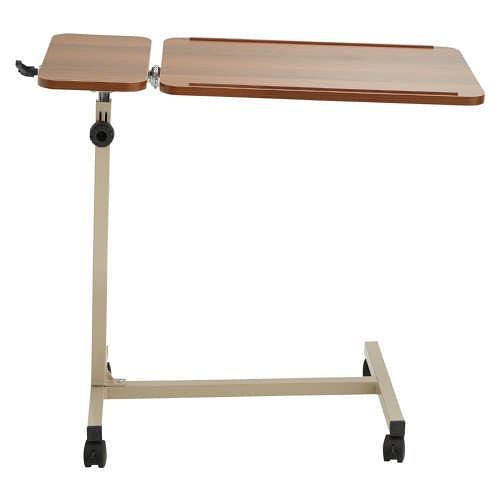 Over Bed Table Dual Top And Wheels Laminated Wood