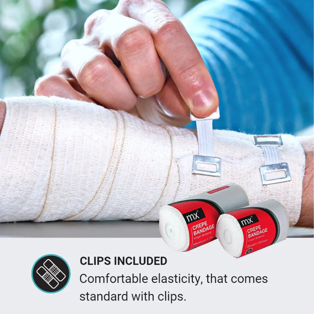 Mx Crepe Bandage 100Mm X 4.5M - Clips(12'S) - Image 2
