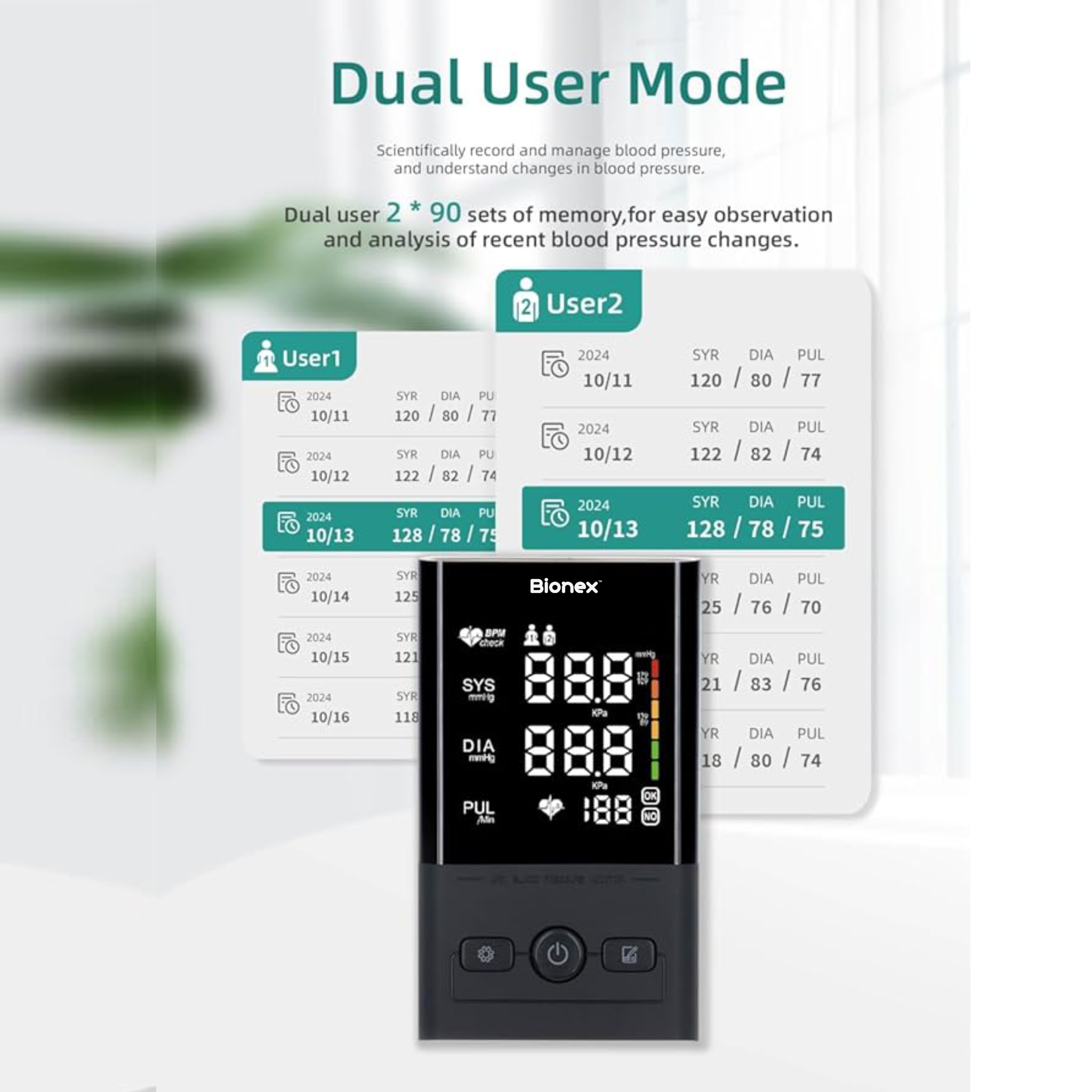Bionex Advanced BPM | Dual-User Blood Pressure Monitor - Image 3