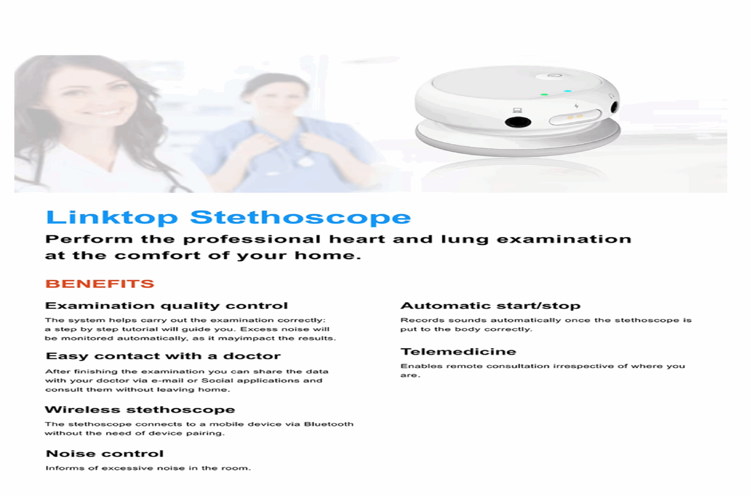 Mini Portable Telemedicine Digital Stethoscopes High Quality Smart Electronics Stethoscope Bluetooth Wireless Stethoscope - Image 6