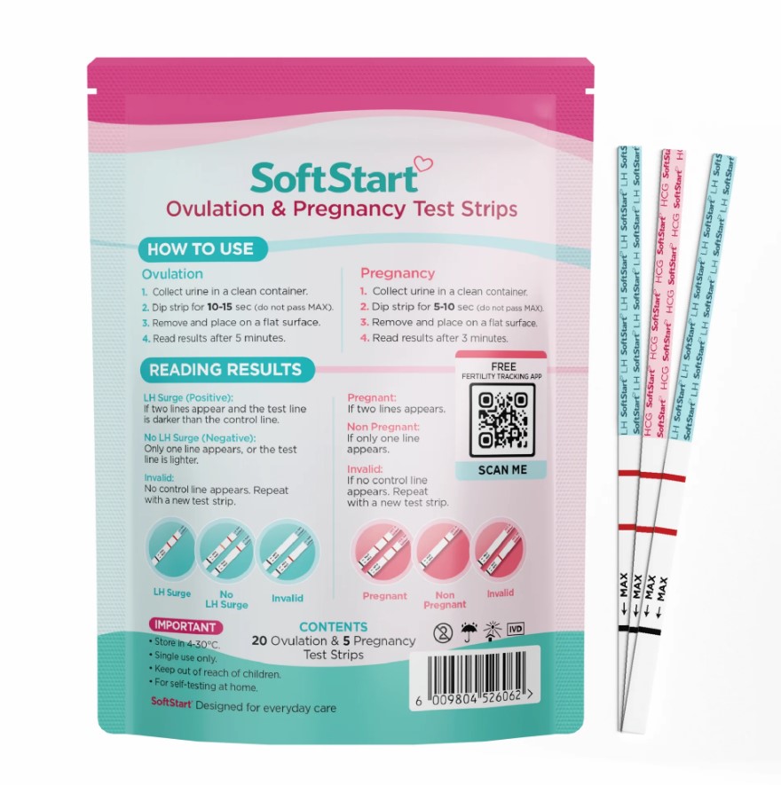 SoftStart - 20 Ovulation Strips & 5 Pregnancy Test Strips combo kit - Image 2